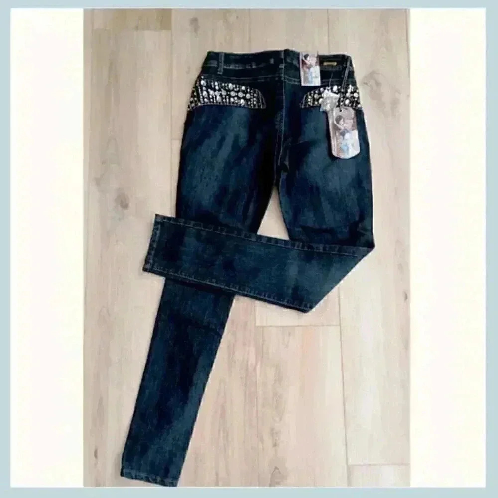 💎 NWT Pasion Crystal Embellished Jeans – Juniors Size 7 💎 - Picture 5 of 9